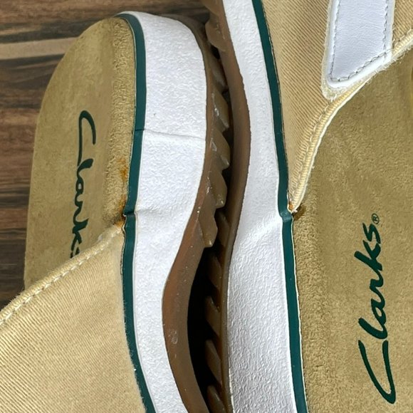 Clarks Women's Size 8 Shoes Tan Canvas Adjustable Comfort Slide Sandals - Picture 9 of 12